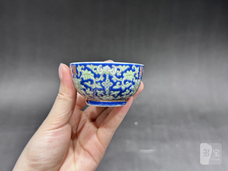 清道光 料彩宝相花福寿纹茶杯一对 - 图10